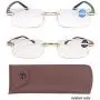 KoKoBin Blue Light Blocking Men - 2 Pair Computer Reading Glasses Rimless Readers Lightweight Anti Eyestrain, 2.50 Strength