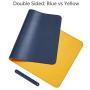 Soyan Dual-Sided PU Leather Desk Pad/Mouse Pad for Office & Home, Waterproof Desk Blotter Pad with Comfortable Writing Surface, 23.6”x13.8” (Blue/Yellow)