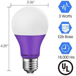 12 Pack A19 Purple Light Bulb, 3W Equivalent 40W, E26 Base Non-dimmable LED Bulb for Indoor Use, Party Decoration, Home and Holiday Lighting, UL Listed