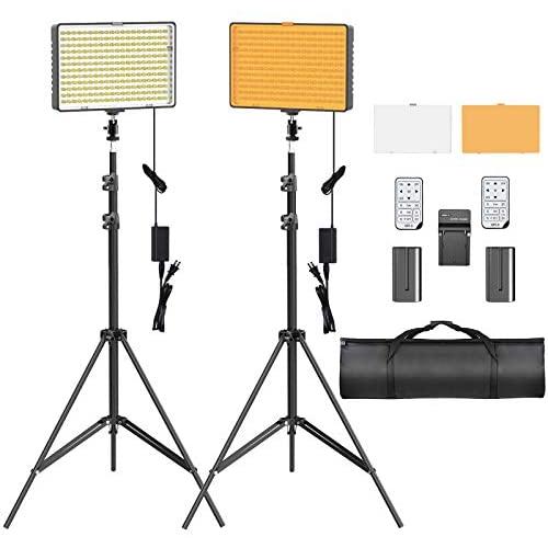 SAMTIAN Dimmable LED Video Lighting, Photography Lighting Kit with 79 Inches Stands, Batteries, Remotes, Carrying Bag, Light Panel for YouTube Studio Photography, Video Shooting, Zoom Cloud Meeting
