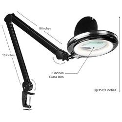 Brightech LightView Pro Magnifying Lamp & Table Clamp - Max Comfort - Pro Work Like Lash Extensions & Crafts - Durable Glass Magnifier with Bright LED Light - Dimmable & Adjustable Light Color