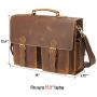 Polare 17'' Mens Full Grain Leather Laptop Briefcase Business Messenger Bag Satchel With YKK Metal Zippers