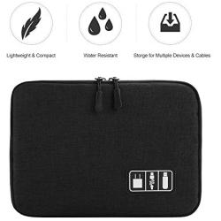 Electronics Organizer, Jelly Comb Electronic Accessories Cable Organizer Bag Waterproof Travel Cable Storage Bag for Charging Cables, Power Bank, iPad （Up to 11in and More-Large (All Black)