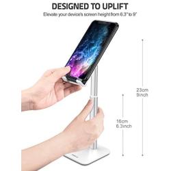 Nulaxy Phone Stand, Height Angle Adjustable Cell Phone Stand, Phone Holder for Desk Compatible with iPhone12 Mini 11 Pro Xs Xs Max Xr X 8 7 6 6s Plus, All Smartphones - Silver