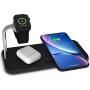 Dual 10-Watt Aluminum Wireless Charging Pad and Watch Charger Station, Qi and MFi Certified, Supports Apple and Samsung Fast Charge, Adapter Included, Black