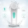 【2021 Upgraded】ETEREAUTY Facial Cleansing Brush, Waterproof Face Brush with 4 Brush Heads and a Protective Case - Deep Cleansing, Gentle Exfoliating, Removing Blackhead for Face and Body, Cyan