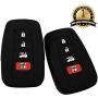 Lcyam 2Pcs Black Soft Material Silicone 4 Buttons Key Fob Cover Case Fits for 2019 2020 2021 Toyota RAV4 XLE Camry Hybrid XSE Corolla Avalon Smart Key