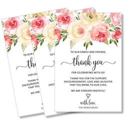 50 Pink Thank You Place Cards, Rehearsal Dinner Thank You Table Sign, Menu Place Setting Card Notes, Placement Thank You Note Favors For Family & Guests (50-cards)