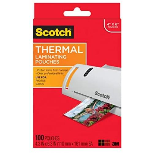 Scotch Thermal Laminating Pouches, 5 Mil Thick for Extra Protection, 4.3 Inches x 6.3 Inches, 100 Pouches (TP5900-100)