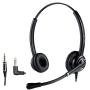 2.5mm Headset with Noise Canceling Microphone for Panasonic Telephone, Including 3.5mm Connector for Smartphone PC Laptop, Office CallCenter Headset for Cisco AT&T Vtech Undiden Cordless DECT Phone