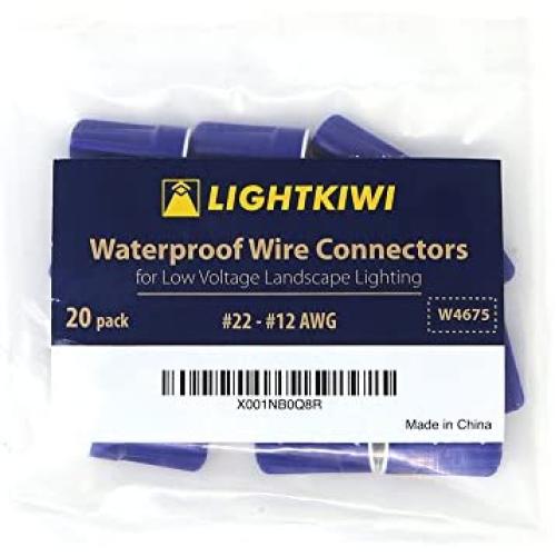Lightkiwi Waterproof Wire Connector for Low Voltage Landscape Lighting (#22 - #12 AWG (20 Pack))