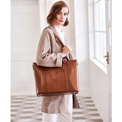 BOSTANTEN Women Leather Laptop Tote Office Shoulder Handbag Vintage Briefcase 15.6 inch Computer Work Purse Brown