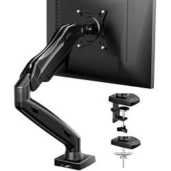 Single Monitor Mount - Articulating Gas Spring Monitor Arm, Adjustable Vesa Mount Desk Stand with Clamp and Grommet Base - Fits 17 to 27 Inch LCD Computer Monitors 4.4 to 14.3lbs