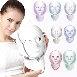 VLiXXO 7 Colors PDT Photon Light Therapy Facial & Neck Mask Korean LED Photodynamic Beauty Treatment, Acne, Scarring & Wrinkles Removal. Anti Aging & Skin Rejuvenating, Tightening & Whitening