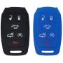 WEIBISS 2 Pack 6 Buttons Smart Rubber Key Fob Remote Cover Keyless Entry Case Holder Protector Skin Compatible with Dodge 2019 2020 2021 Ram 1500 Laramie Longhorn, Black Blue