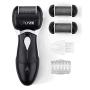 UTILYZE Most Powerful Rechargeable Electronic Foot File Wet & Dry Pedicure Tools Electric Callus Remover With Turbo-Boost Motor, 3 Rollers Included (Black)