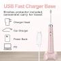 Hanasco Sonic Electric Toothbrush Rechargeable for Adults, 4 Modes with Build in 2 Mins Timer, 3 Brush Heads Included, Whitening Clean 4 Hours Charge for 30 Days Use, Soft Bristles, 38,000 VPM Pink