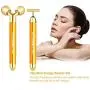 2-IN-1 Face Massager Roller Golden 3D Roller Electric Sonic Energy Face Roller and T Shape Face Massager Kit for Face Lift Beauty Bar Skin Care Tools Gift Set for Women