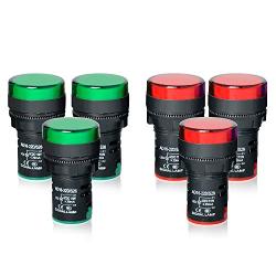 Gasher 12V/24V/110V 20mA Energy Saving Indicator Light Mounting Hole Size 22mm (7/8 Inch) Red Green 6 Pcs