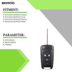 SCITOO 2X Keyless Entry Remote Uncut Flip Key Fob 4-Button Chevrolet Malibu Camaro Cruze Equinox OHT01060512