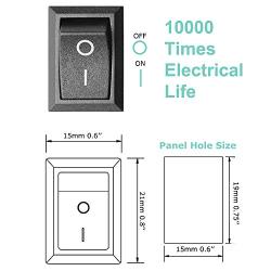 QTEATAK 5Pcs On/Off Boat Rocker Switch 5Pcs 2 Pin Position Snap 12V 110V 250V with 10Pcs Terminals