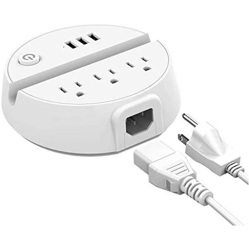 Nightstand Power Strip with USB - NTONPOWER 3 Outlets 3 USB Desktop Charging Station, 5ft Extension Cord with Switch Control and Phone/Tablet Holder for Home, Cruise Ship, Hotel and Office (White)