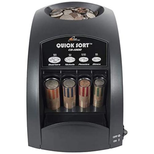 Royal Sovereign Electric Coin Sorter, Patented Anti-Jam Technology, 1 Row of Coin Sorting (CO-1000) , Black