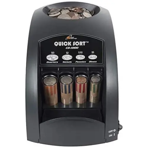 Royal Sovereign Electric Coin Sorter, Patented Anti-Jam Technology, 1 Row of Coin Sorting (CO-1000) , Black