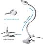 Eyocean LED Reading Light, Dimmable Clamp Light for Bed Headboard, Bedroom, Office, 3 Modes & 9 Dimming Levels, Flexible Clip Desk Lamp, Adapter Included, 5W, Silver