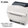 Zebra GC420d Direct Thermal Desktop Printer Print Width of 4 in USB Serial and Parallel Port Connectivity GC420-200510-000