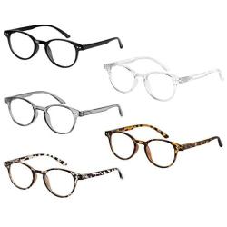 Axot Reading Glasses Blue Light Blocking 5 Pack, Retro Computer Glasses Anti Eye Strain/Glare/Headache for Women Men