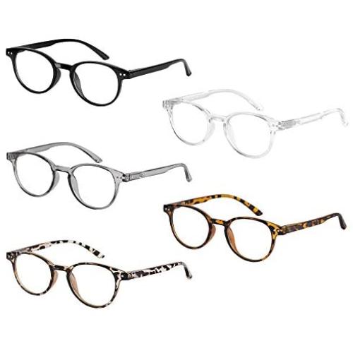 Axot Reading Glasses Blue Light Blocking 5 Pack, Retro Computer Glasses Anti Eye Strain/Glare/Headache for Women Men