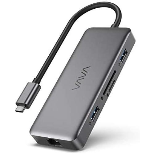 VAVA USB C Hub, 8-in-1 USB C Adapter with 4K HDMI, 1Gbps RJ45 Ethernet Port, USB 3.0, SD/TF Card Reader, 100W PD Charging Port for MacBook/Pro/Air and Type C Windows Laptops