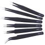 Precision Tweezer Set, 6 PCS Tweezers Kit with ESD Anti-static Stainless Steel, Curved Tweezers Set for Electronics, Craft, Jewellery, Laboratory Work and Ingrown Hair