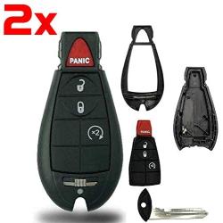 2 New Keyless Entry 4 Buttons Remote Start Car Key Fob M3N5WY783X, IYZ-C01C 56046707AE For Chrysler Town Country Dodge Challenger Charger Durango Grand Caravan Journey & Ram SHELL/CASE ONLY