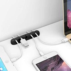 YUERSEAK Cable Clips Cord Organizer Cable Management, Adhesive Wire Cord Holder for Computer Power Cords,USB Charging Cables, Mouse Cable, Desk PC, Office Home Car - 7, 5,3 Slots Black, 3 Packs