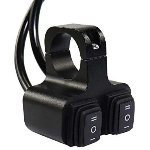12v 16A Waterproof Motorcycle ATV 7/8inch Handlebar Double Control Kill Button Switch Headlight Turn Signal Light High/Low Beam ON Off On Switches CNC Aluminium Alloy