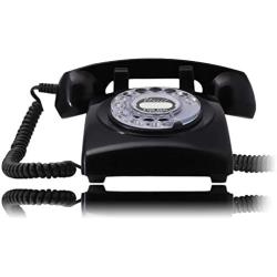 Opis 60s Cable with Classic United States Rotary Dial Inlay: Designer Retro Phone/Rotary Dial Telephone/Retro Style Phone/Vintage Telephone/Classic Desk Phone with Rotary Dialler (Black)
