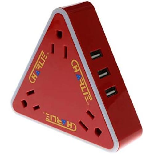 Connect Charlie 12- in-1 Surge Protector & USB Charger (Red)
