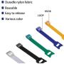 100 PCS 8 x 1/2 Inch Reusable Fastening Cable Ties Yellow with Hook Loop Rope Holder, KOOWIN Adjustable Cord Organization Straps Management Cable Wraps Cord Wire Organizer for Home and Office