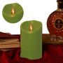 Battery Operated Real Wax Flameless Fandles 5 Inch Tall Dia 3.5'' Green Candle Decorative LED Candle Sticks with Remote & LED Candle Timer Large LED Candle Ideal for Candle Gift Basket