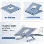 Laptop Stand Ergonomic, Jelly Comb Multi-Angle Adjustable Laptop Riser with Built-in Foldable Legs and Phone Holder, Ventilated Notebook Stand Tray for MacBook, Desktop Computer, Tablet (Blue Grey)