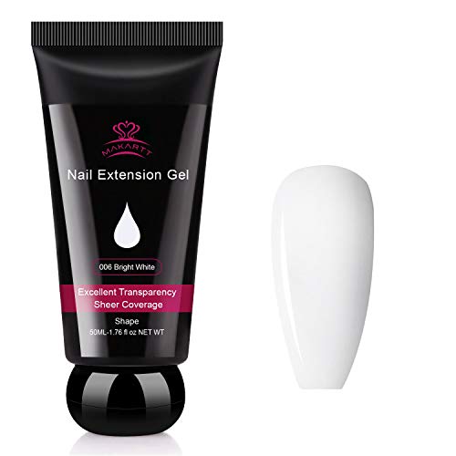 Makartt Nail Extension Gel White Builder Gel Nail Gel Trendy Nail Art Design Nail Extension Gel Salon Nail Easy DIY at Home 50ML P-21