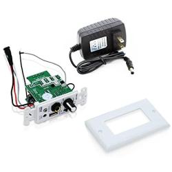 Wireless BT Receiver Wall Mount - 100W In-Wall Audio Control Receiver w/ Built-in Amplifier, USB/Microphone/Aux (3.5mm) Inputs, Speaker Terminal Block, Connect 2 Speakers, White - Pyle PWA15BT