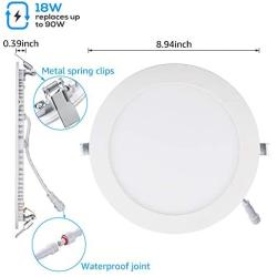 TORCHSTAR Premium 18W 8 Inch Ultra-Thin LED Recessed Light with J-Box, 4000K Cool White, Dimmable Slim Panel Wafer Downlight, 1250lm, ETL & Energy Star, 5 Years Warranty, White Finish, Pack of 6