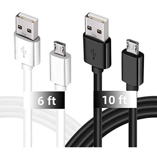 Charging Cable for Samsung Galaxy S7, 2Pack 6Ft 10Ft Long Charger Cable, Android Phone Fast Charger Cord for Samsung Galaxy S7 S6 Edge,Note 5 4,LG G4,Moto,Sony,PS4,Windows,MP3,Camera,Black