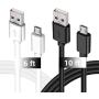 Charging Cable for Samsung Galaxy S7, 2Pack 6Ft 10Ft Long Charger Cable, Android Phone Fast Charger Cord for Samsung Galaxy S7 S6 Edge,Note 5 4,LG G4,Moto,Sony,PS4,Windows,MP3,Camera,Black
