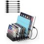 Sidiyang Multi Device Charging Station with QC 3.0 Quick Charge, 6-Port USB Charger Docking Station with Watch Stand Compatible with iPhone iPad and Android Cell Phone and Tablet