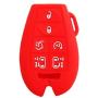 BAR Autotech Remote Key Silicone Rubber Keyless Entry Shell Case Fob and Key Skin Cover fit for Chrysler Town, Country Van, Dodge Grand Caravan, Volkswagen Routan (1 Pair) (Black+Red)