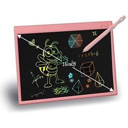 16 Inch USB Charging LCD Writing Tablet for Kids Doodle Board Erasable Reusable Electronic Drawing Pads Led Drawing Board Light Drawing-Fun and Developing Toy (Pink)